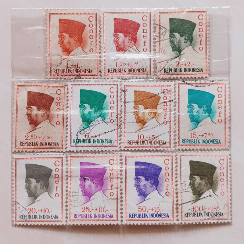 

(AB) Perangko Indonesia 1965 Conefo - Soekarno Set 11 pcs Used