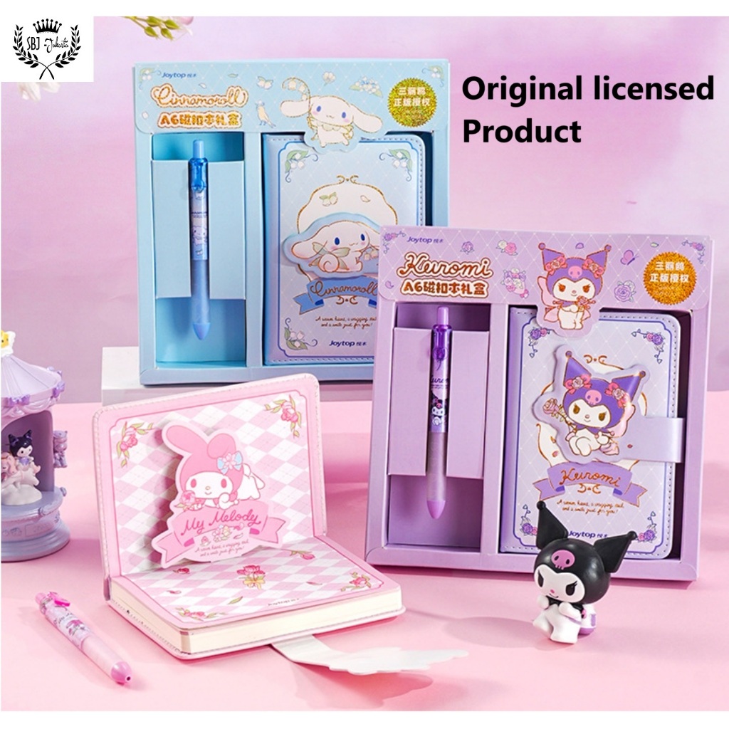 

Notebook diary gift set Sanrio original licensed Buku Memo dengan Pen Kuromi Cinnamoroll Melody