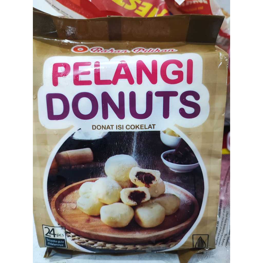 

Donat pelangi isi coklat isi 24 s