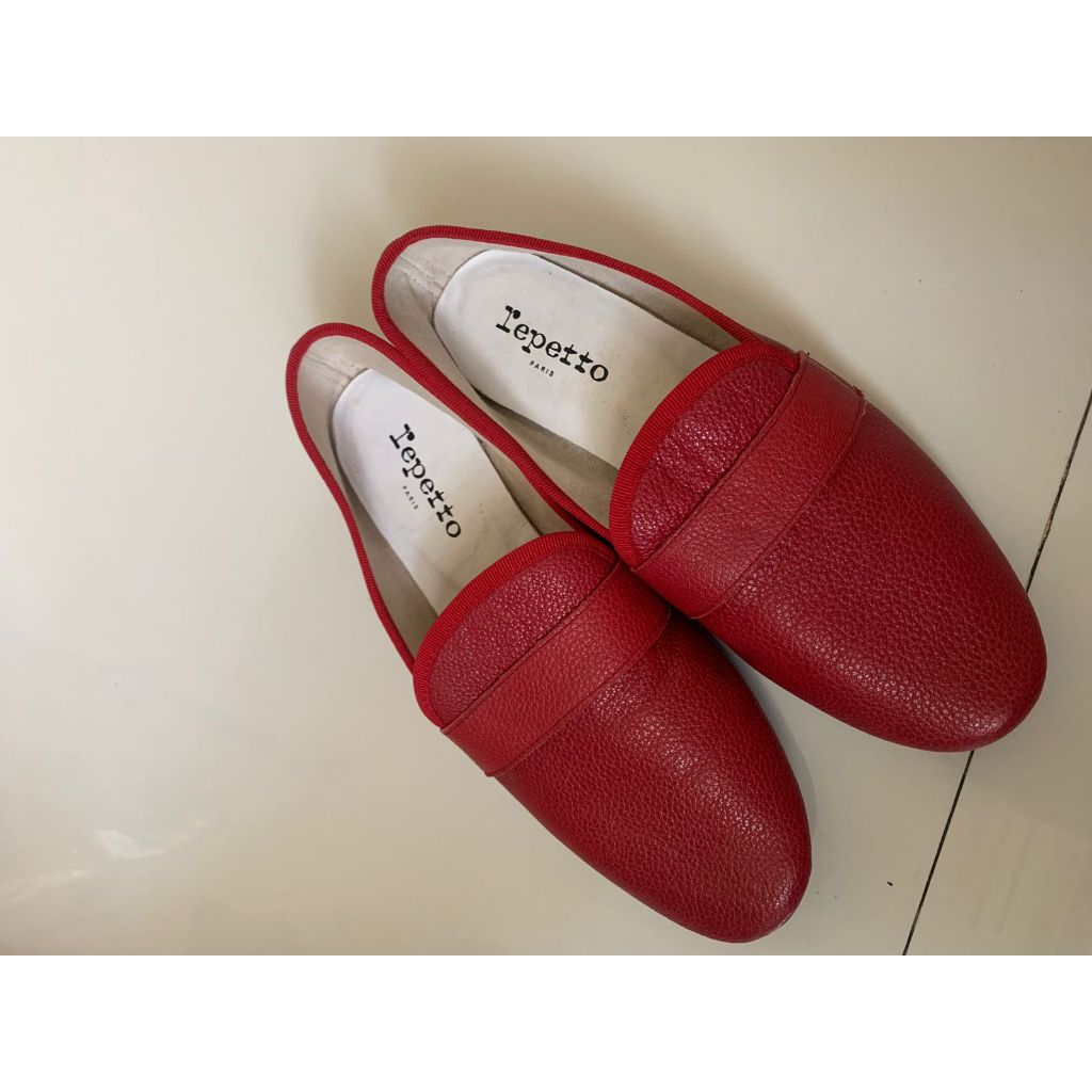 PRELOVED  REPETTO Flatshoes Loafers Leather - Red - Sepatu Wanita