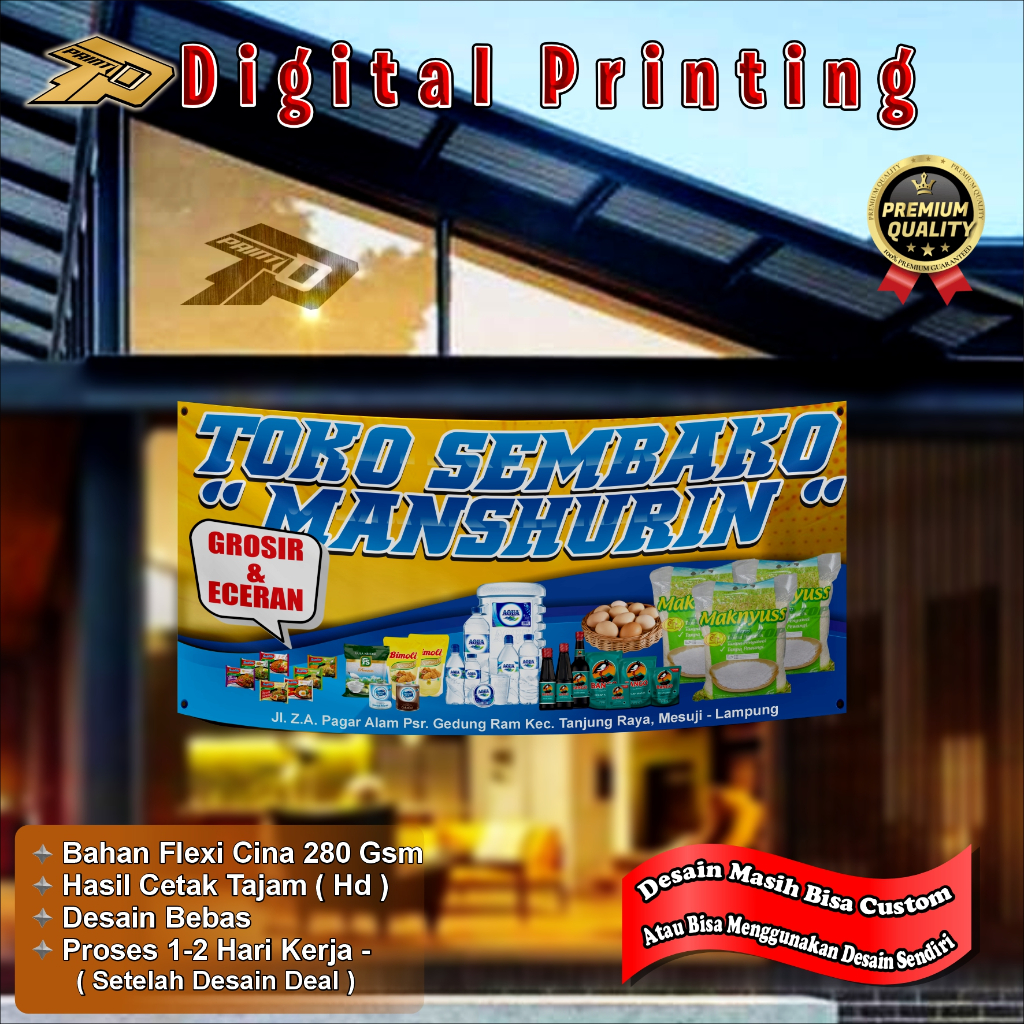 Bisa COD Spanduk Sepanduk Banner Baligho Toko Sembako atau Grosiran atau Warung
