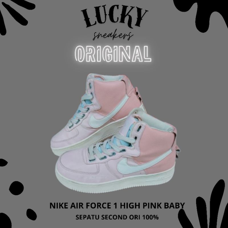 Sepatu Ori Second Nike Air Force 1 High Pink Baby By Lucky Sneakersz