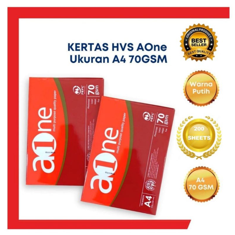 

Kertas HVS Aone A4 70 Gsm(200 Lembar) Kertas Hvs A4 Kertas