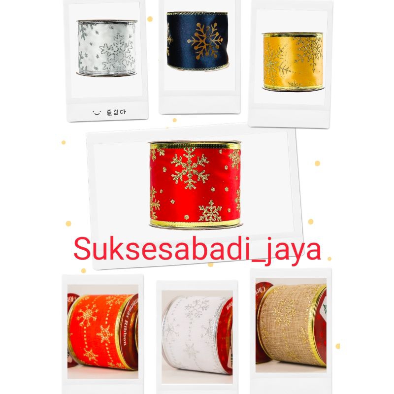 

Pita Natal Kawat Roll KAIN Motif 6,3 cm Hiasan Ornamen Dekorasi Parcel
