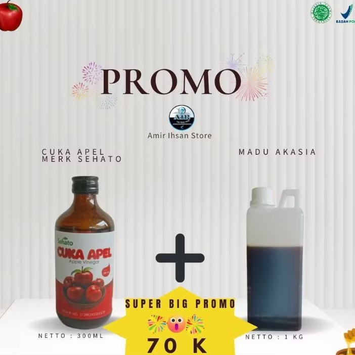 

PROMO Cuka Apel & Madu Akasia/sale cuka apel 300ml & madu akasia 1kg