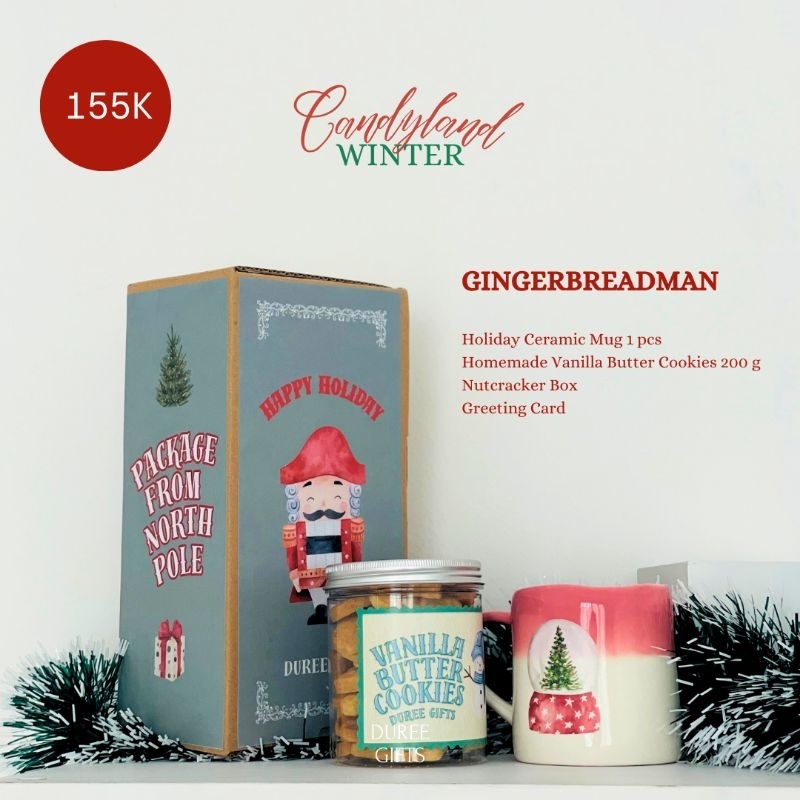 

Gingerbreadman set - Hampers Natal dan Akhir Tahun Duree Gifts, dengan Vanilla Butter Cookies dan Ceramic Mug