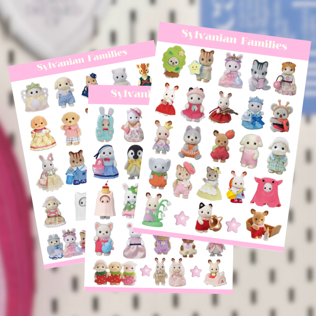 

SYLVANIAN FAMILIES JAPAN DECO STICKER SHEETS / DECO STICKER PACK VINTAGE RETRO AESTHETIC