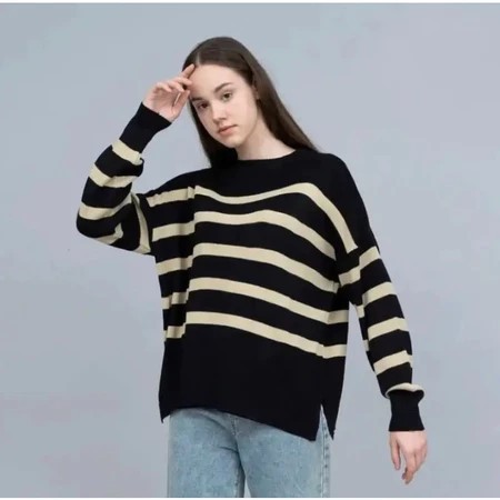 Sweater MAUDY Rajut Bergaris / sweater rajut garis Knit wanita Oversize