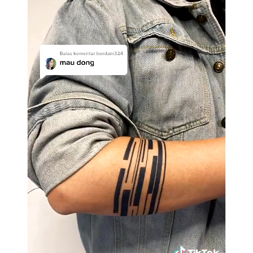 Tato semi permanen stiker tato temporer gaya gelang garis 15 hari