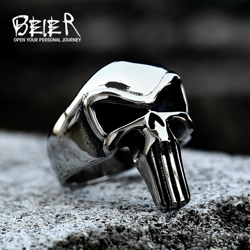 Cincin Tengkorak Punisher Stainless Premium Beier / Cincin Tengkorak Pisau Ganda / Cincin Tengkorak 