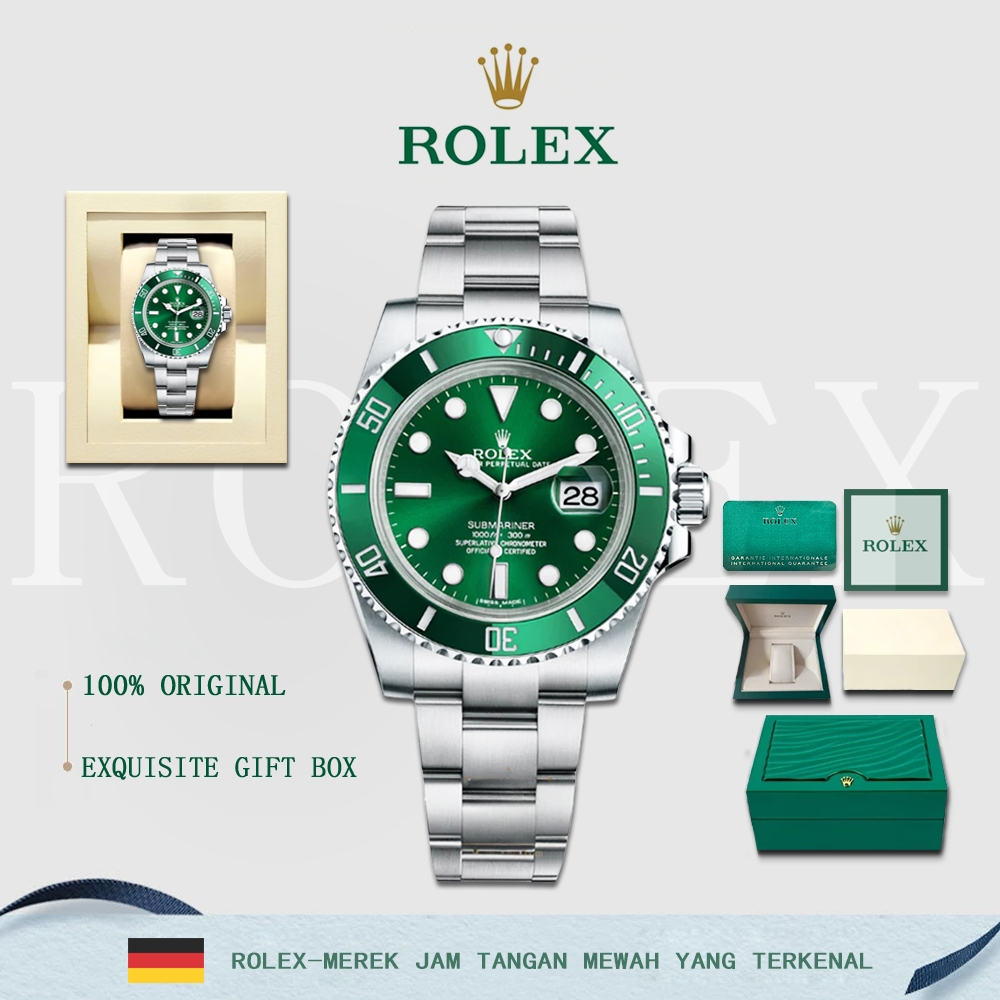 【100% ASLI ROLEX】 Jam tangan seri Submariner baru jam tangan pria mekanik otomatis stainless steel h