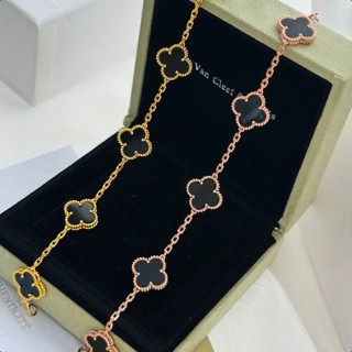 【18K emas asli/100%ORI】VCA VanCleefArpels  Alhambra  Four Leaves Lucky Series  Onyx Rose gold/emas  