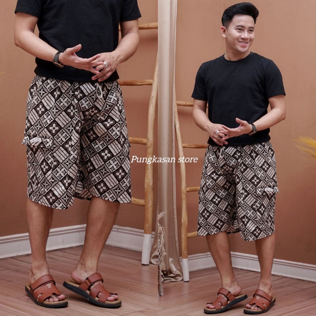 Celana Pendek Pria Santai Kolor Jumbo Premium Motif Batik Modern
