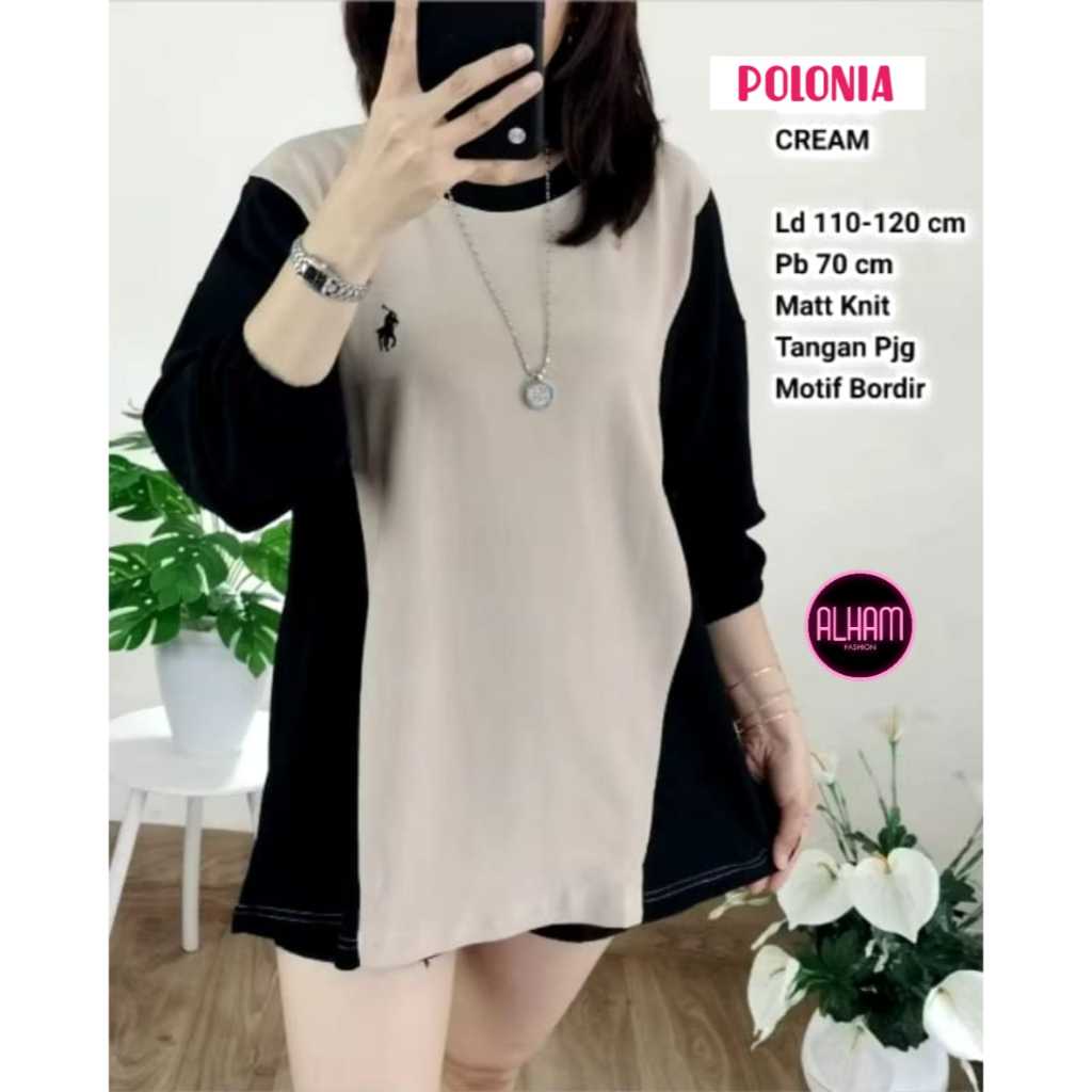 Polonia Top Alham Baju Atasan Blouse Rajut Wanita Kekinian Ld 110 - 120 XXL Knit Import
