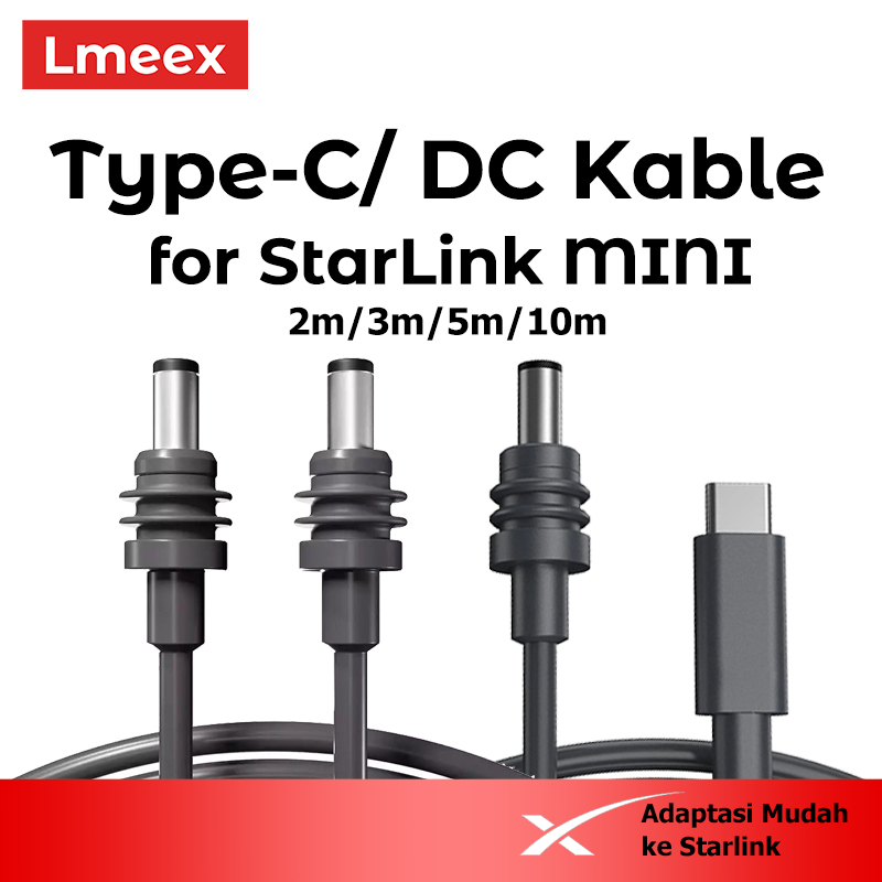 Lmeex PD 100W USB Kabel Type C to DC Power Cable for Starlink Mini 2M/3M/5M/10M Kabel Pengisian Taha