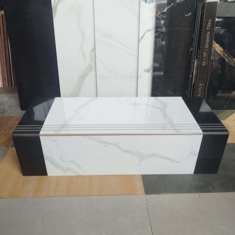 granit tangga kombinasi uk 30x80 & 20x80 arna daiva white+hitam