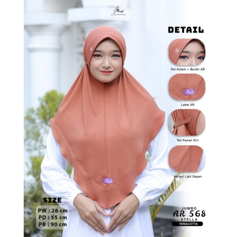 Hijab Bergo Pet Tali AR 568 Jumbo by Arrafi ORI Best Seller