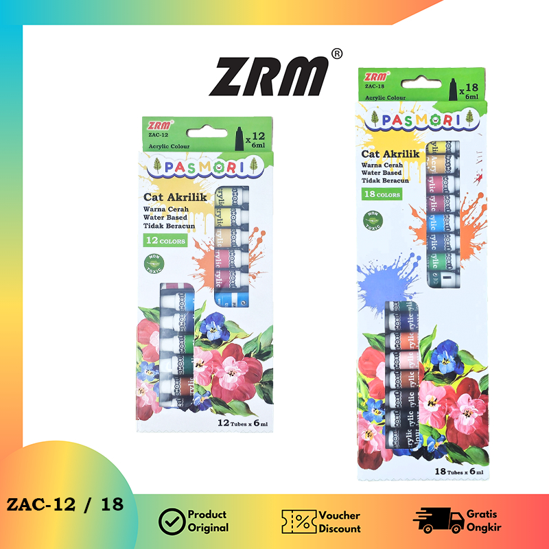 

ZRM Cat Akrilik / Acrylic Color WARNA CERAH CEPAT KERING TIDAK LUNTUR 6ml