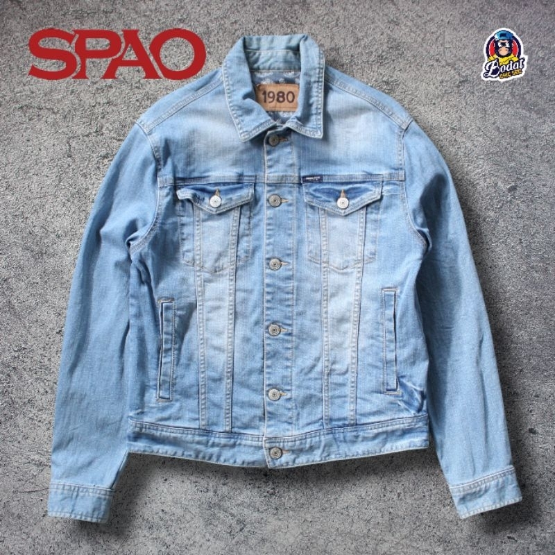 Indigo Spao Trucker Denim/Jeans Stretch Jacket