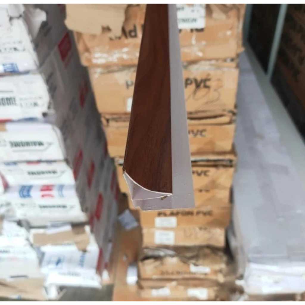 [PROMO]List Alfafon Plafon Profil Siku Tutup Serat Kayu Coklat Tua Laminet Premium Lebar 3cm Panjang