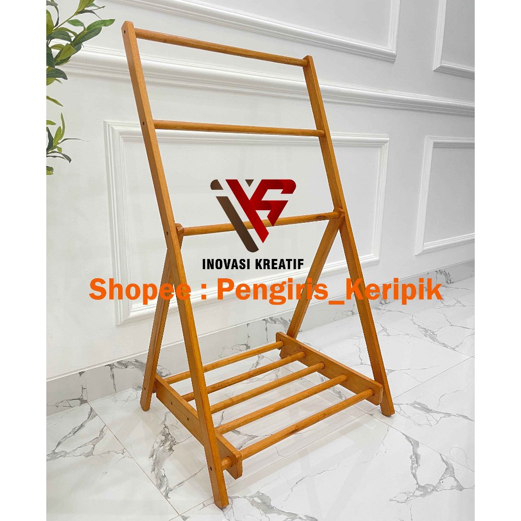 Gantungan Baju Kayu Solid Rak Handuk Kamar Tidur / Rak Mukena Sajadah / Gantungan Rak Ruang Minimali