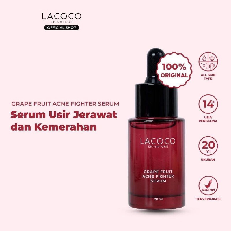 LACOCO Grape Fruit Acne Fighter Serum 20ml - Serum Untuk Muka Berjerawat Serum Jerawat Acne Lacoco