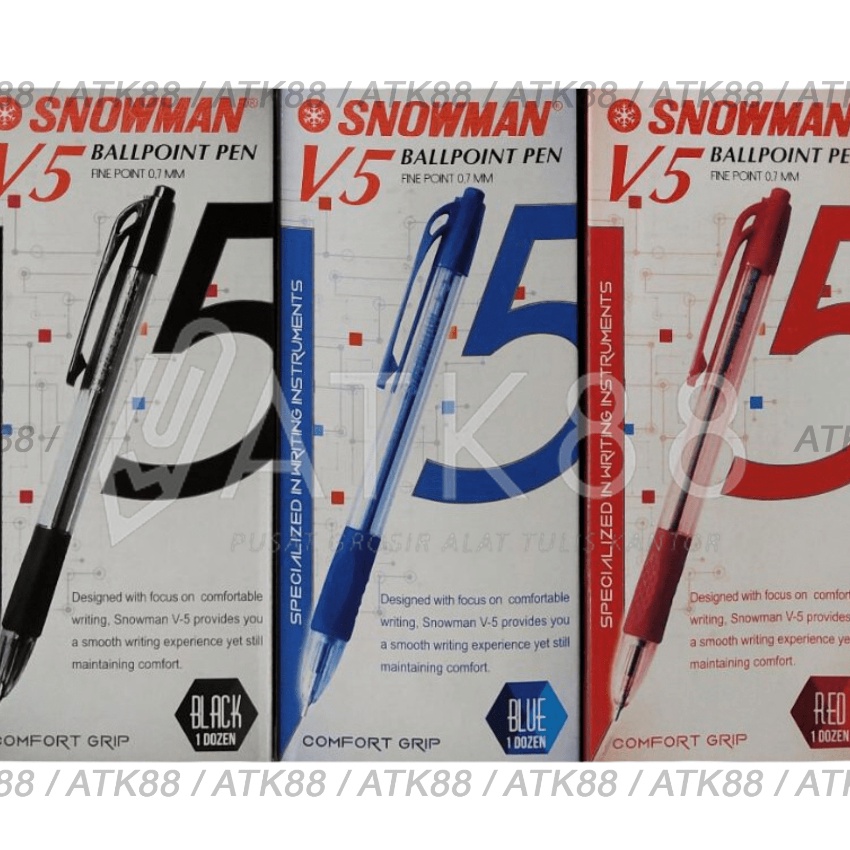 

Hemat Ballpoint Pulpen Snowman V5 1 Pak 12 pcs
