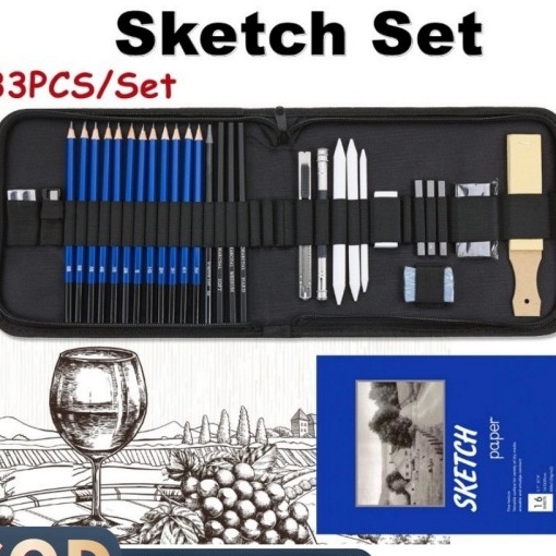 

Hemat 33PCSSet Drawing Set Sketch Kit Art Drawing Kit Sketsa Pensil Pisau Penghapus Dan Pensil Gambar Untuk Keperluan Sekolah Pencil Drawing Set