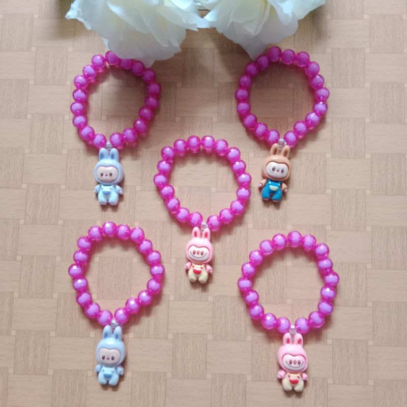 gelang anak mote pink gelang karet karakter labubu