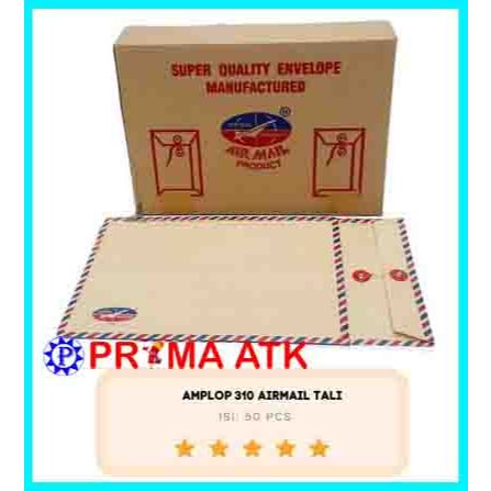 

Amplop Kertas Coklat Airmail Tali 310 Ukuran Folio / Envelope F4 Berkas Dokumen Lamaran Kerja 25 x 35 cm