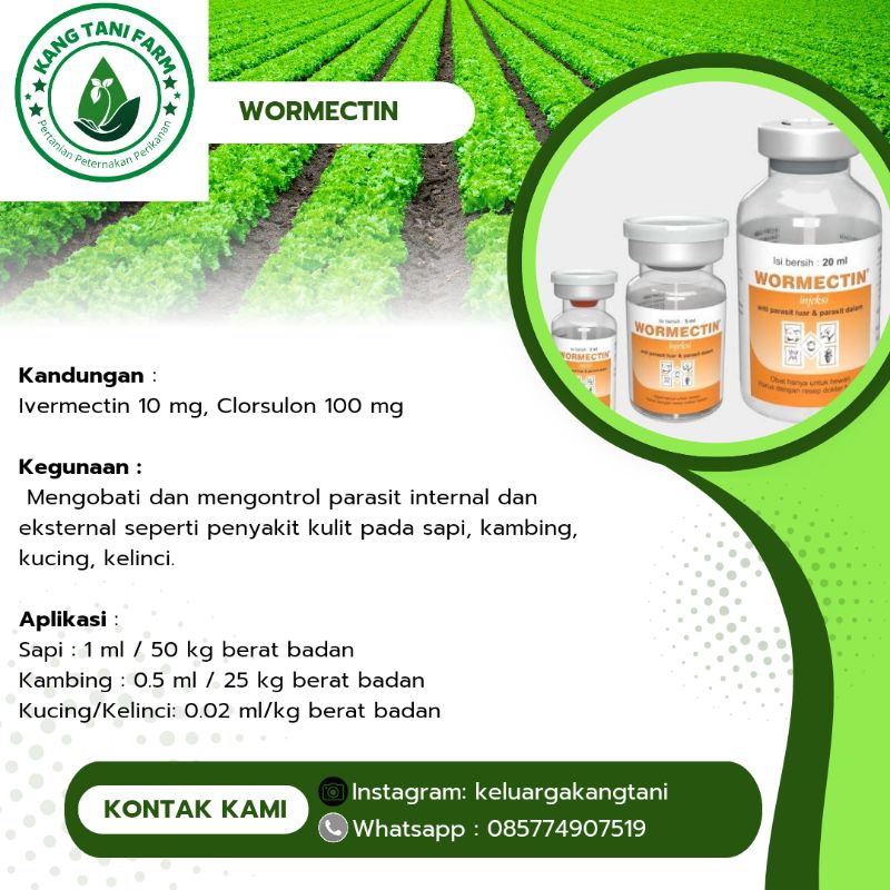 Wormectin obat Sapi, Kambing, Kucing, Kelinci.. Free suntikan