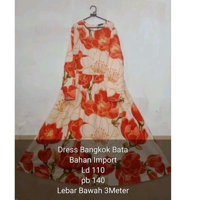 Gamis Cantik Gamis Bangkok lebar bawah 3 meter Gamis Bunga baju dan pakaian wanita