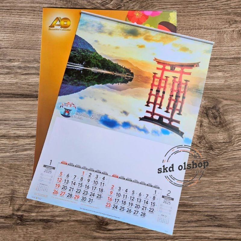

kalender lux tahun 2025 alam jepang Ao 601 ukuran super besar 72 x 50cm(terima castume cetak merek)