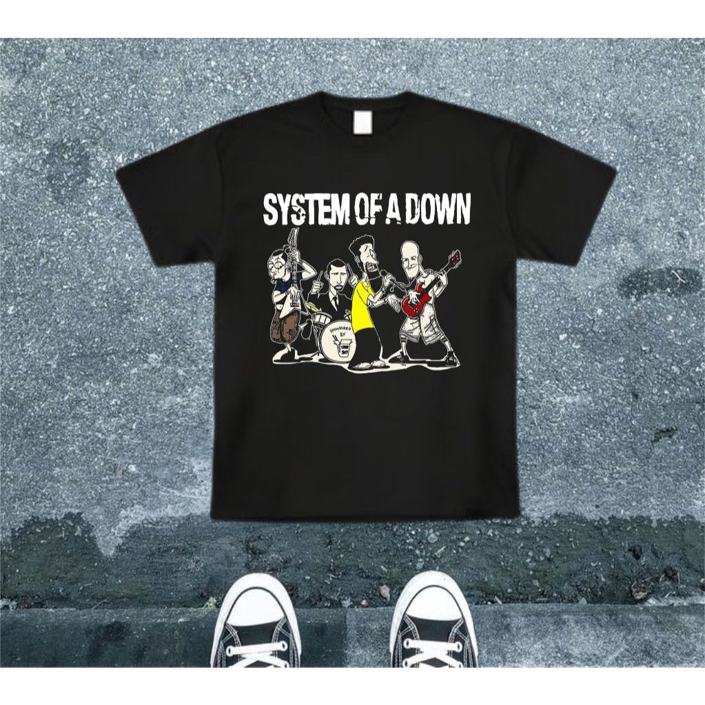 Kaos Band System of a Down Black T-shirt Vintage Unisex