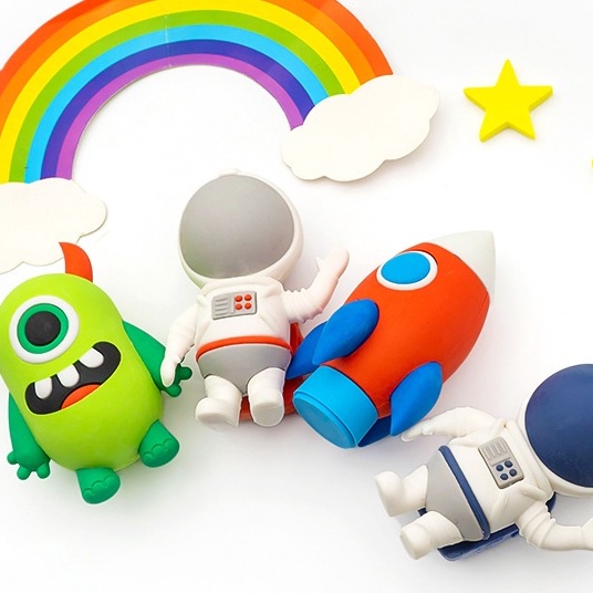 

KI3 Penghapus karakter kartun Hapusan Roket Astronaut space sensory play anak
