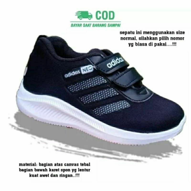 sepatu sekolah anak tk/sd/paud/sepatu anak hitam adidas terbaru