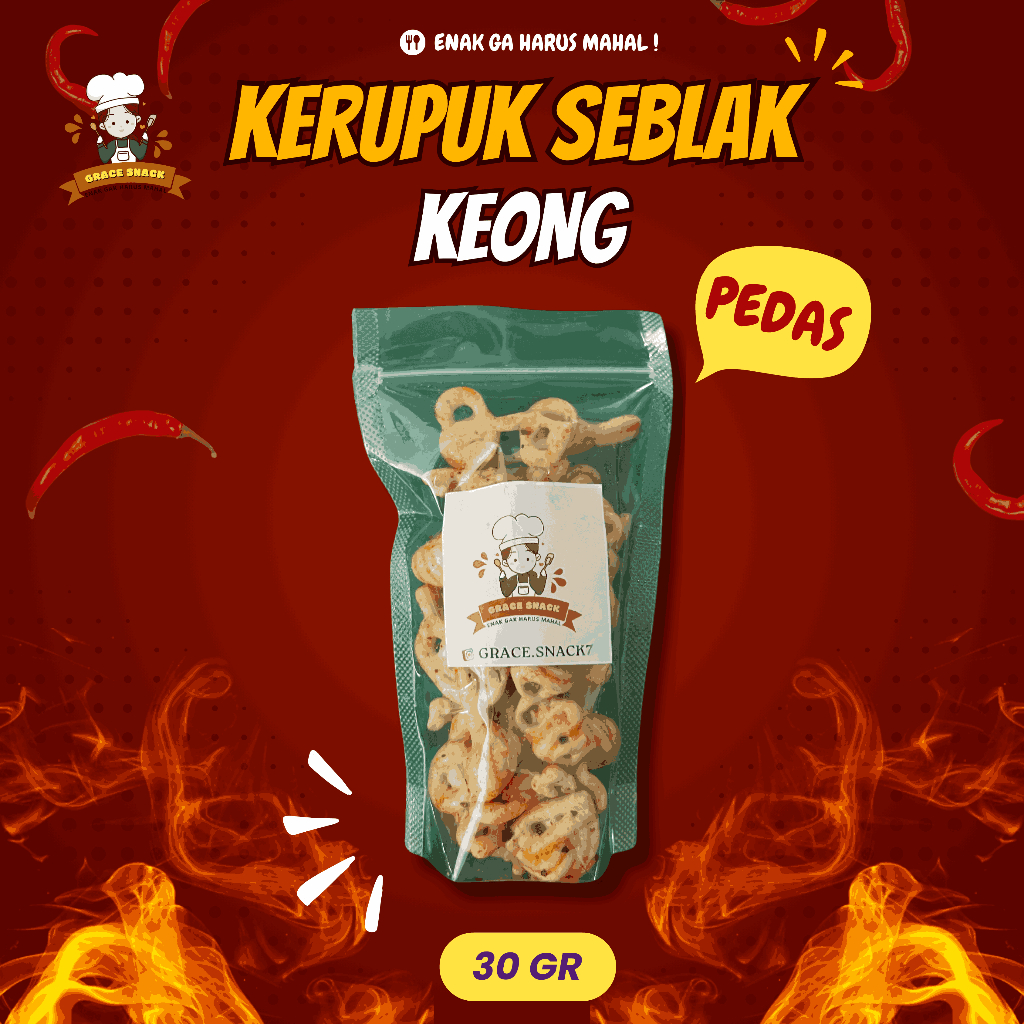 

KERUPUK SEBLAK KEONG 30 GR POUCH - Grace Snack