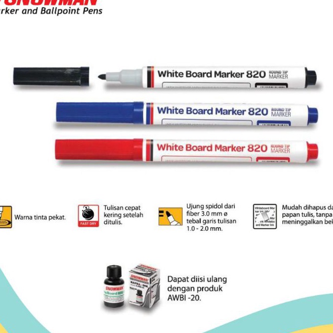 

FG2 Spidol Wipe Clean Snowman Whiteboard 82 1pak12pcs