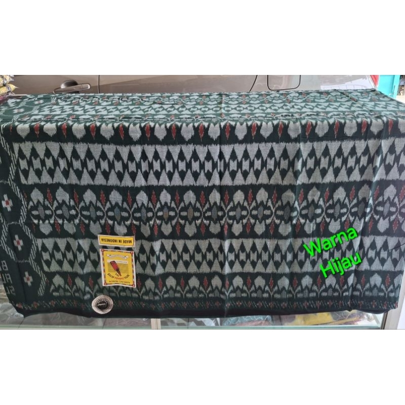 Sarung Tenun Botol Suheb Super Cap Sahara Warna Hijau Size Jumbo Tenun ATBM Kerajinan Tenun Wanareja
