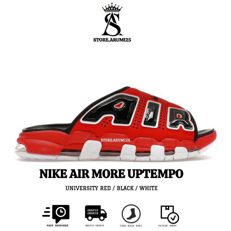 Sendal Nike Air More Uptempo University Red/Black/White