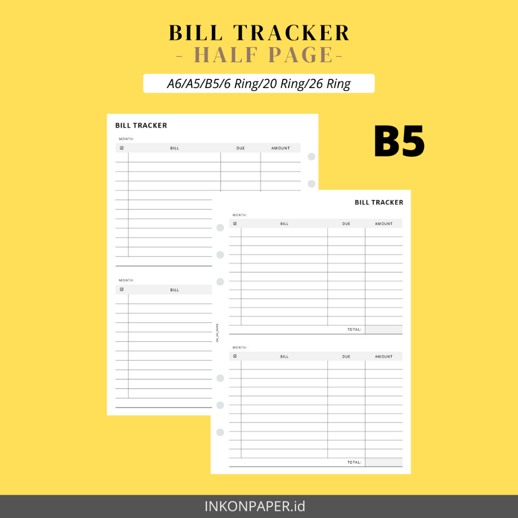 

B5 - Financial Planner, Bill Tracker by INK_ON_PAPER