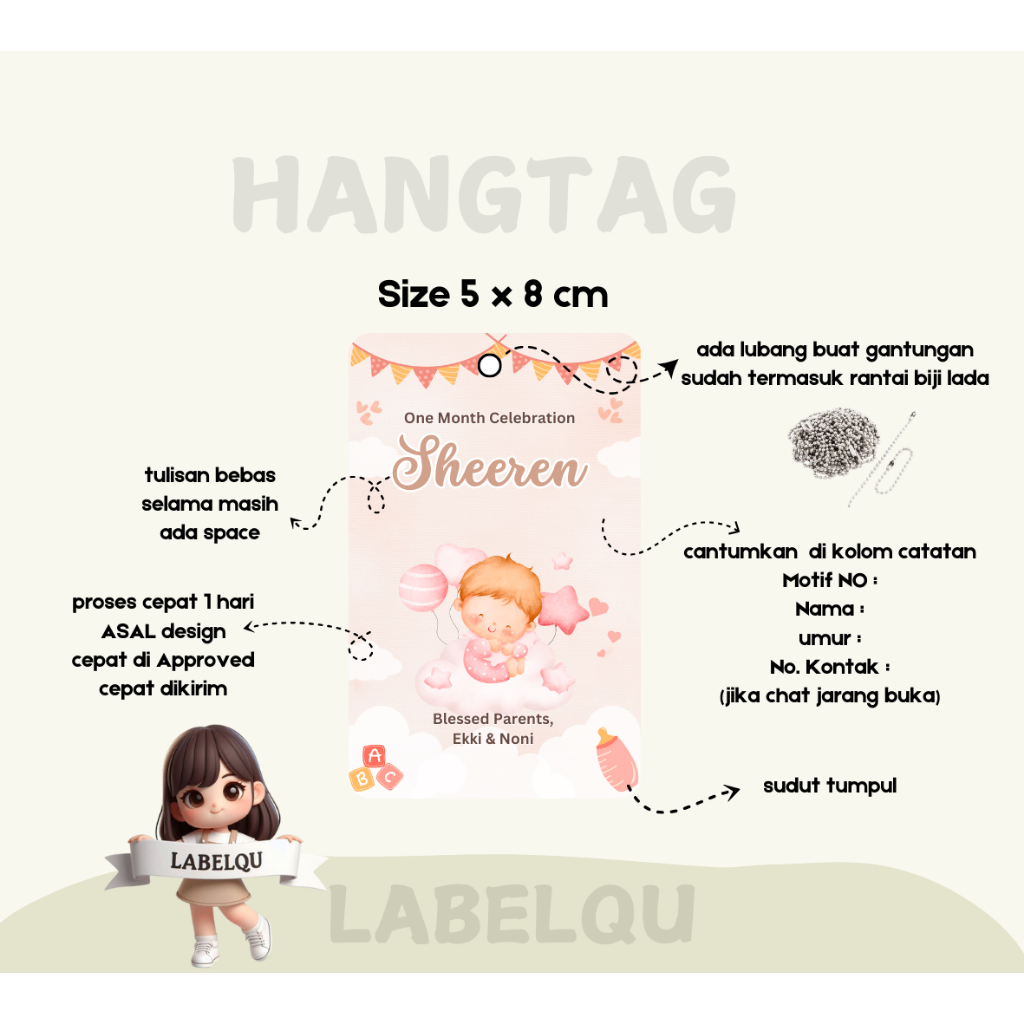 Kartu Ucapan terima kasih thankyou card hangtag welcome baby