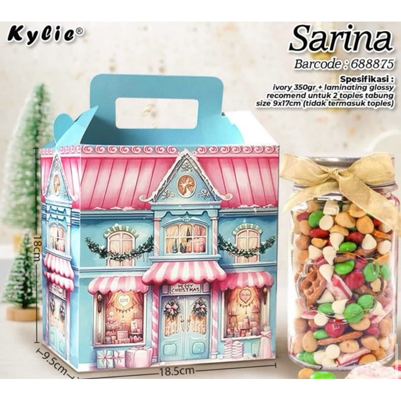 Sarina - Box Kue Natal Christmas Toples Tabung 1000ml / 1 liter isi 2