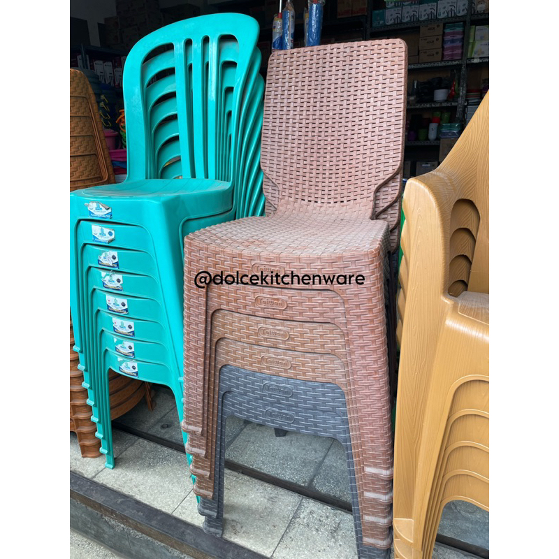 [KHUSUS BANDUNG] Taiwan Plastic Kursi Makan Kursi Sender Taman Rotan Anyam Plastik Coklat Muda Tua (