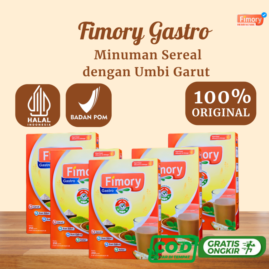 

Fimory Gastro 250gr Paket 5pcs - Serbuk Minuman Umbi Garut Untuk Mengatasi Asam Lambung Maag gerd