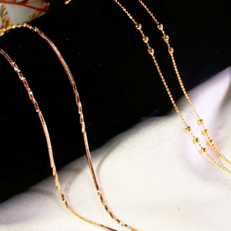 Kalung Emas Rantai Kombinasi Boba / Kalung Emas Rantai Kombinasi Pelintir / Kalung Emas Rantai Korea
