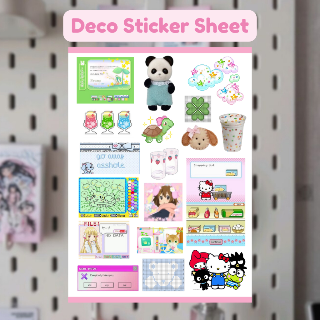

CUTE DECO STICKER SHEET / CUTE KAWAII DECO STICKER SCRAPBOOK VINTAGE RETRO AESTHETIC FOR JOURNALING
