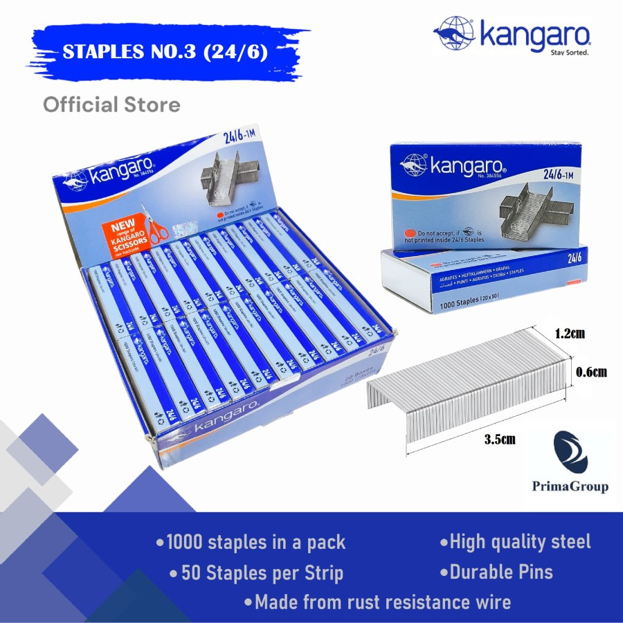 

Isi Staples No.3 (24/6) / Necis No 3 / Isi Staples 24/6 / Isi Stapler Besar kangaro