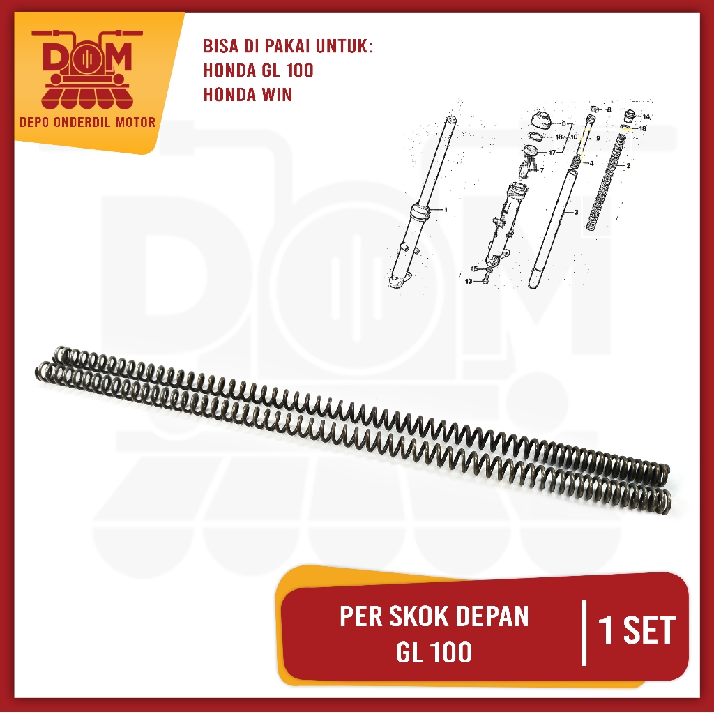 Per Skok Depan GL 100 (PSP) Ver Shockbreaker Honda Panjang 46 cm Peer Pir Dalam As Linggis Sok Sekok