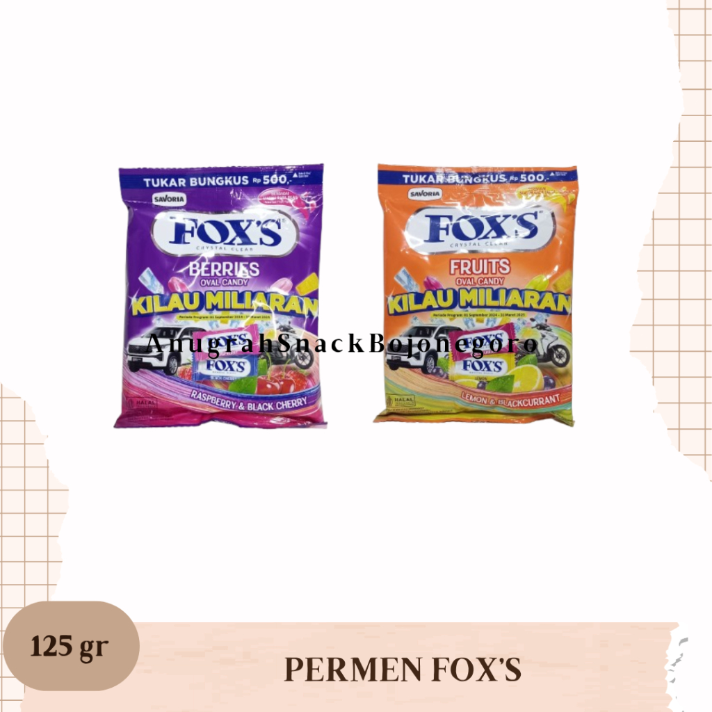 

Permen Fox's Kristal Bening 125gr (Rasa Raspberry & Black Cherry / Lemon & Blackcurrant)